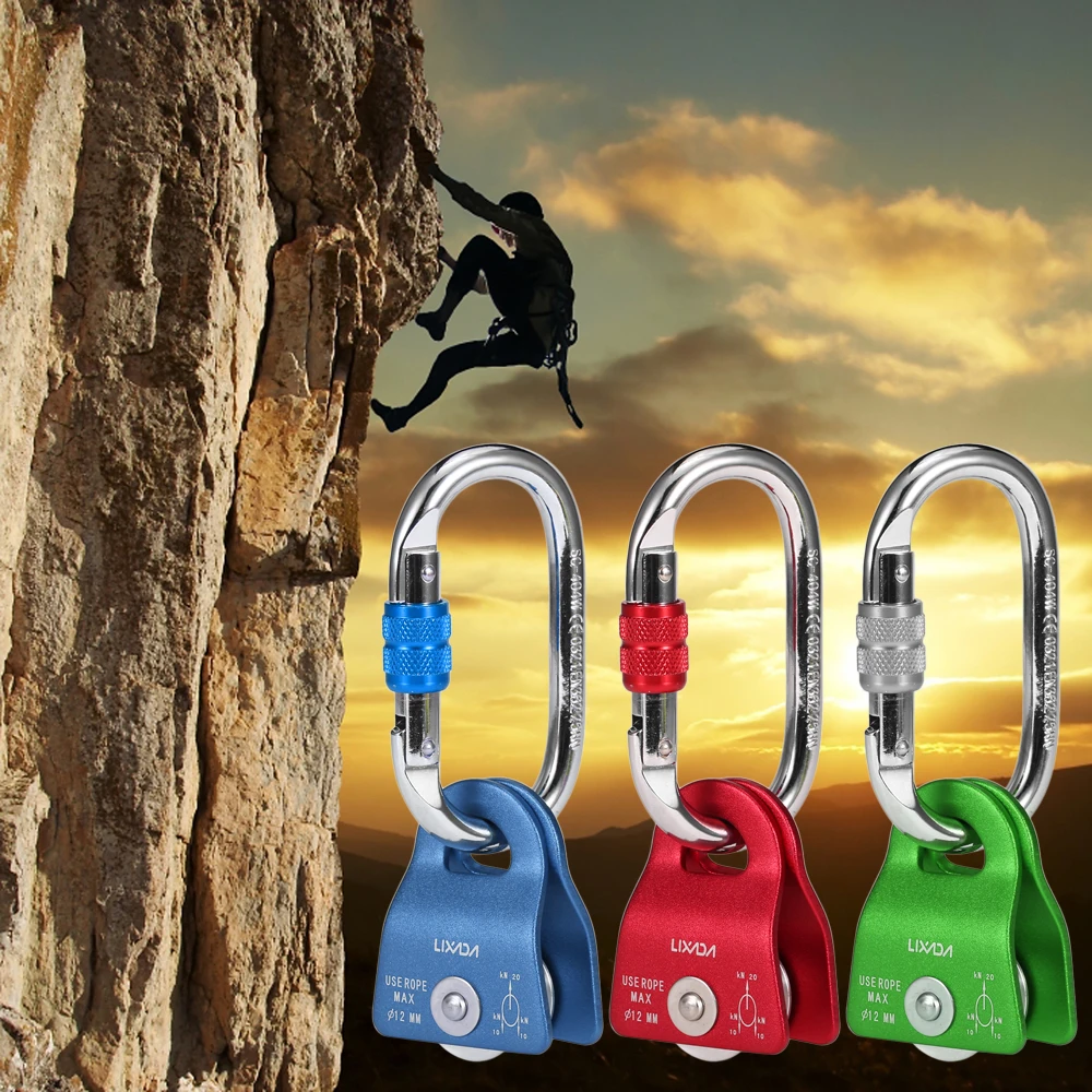

Lixada 20kN Bearing Mobile Pulley with 25kN Screw Locking Carainber Rigging Climbing Accessories Camping Equipment