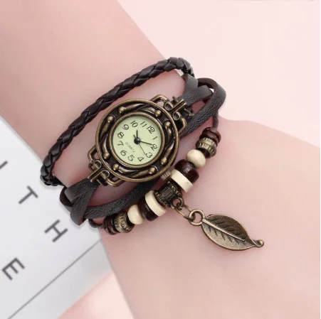 

2019 Fashion Ladies Watches Women Luxury Leaf Leather Wrist For Women Bracelet Vintage Sport Clock Watch Christmas Gif @F