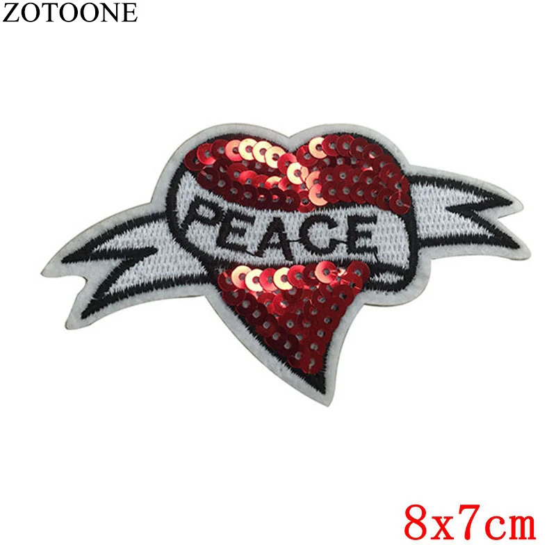 PE0298CT ZOTOONE блестки милое сердце патч для одежды вышивка патчи Аппликации для куртки одежда значки железные наклейки аппликация - Цвет: PE0298CT