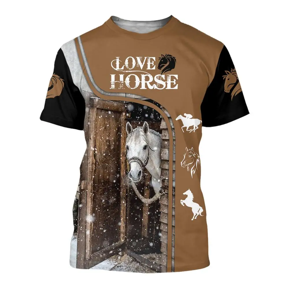 

Ride Horse 3D Printed Mens t shirt Harajuku Fashion summer Short sleeve shirt Unisex Casual T-shirt top Drop shipping