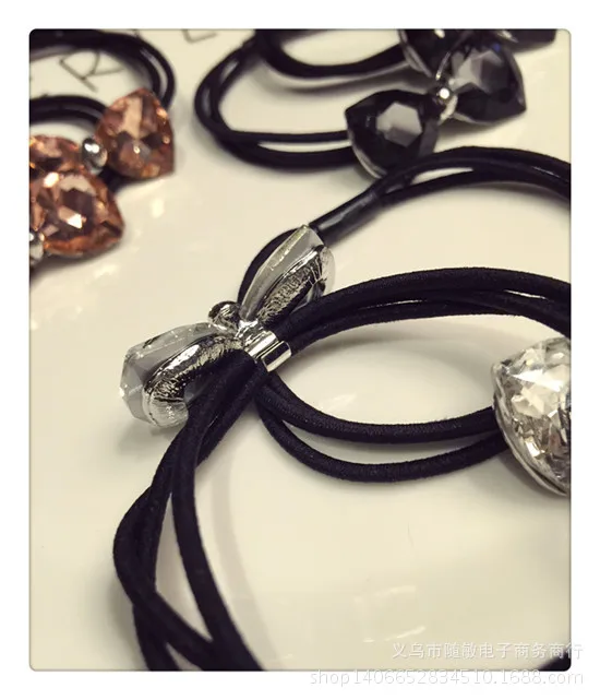 

Big Rhinestone Bow Hair Tie For Women Elastic Hair Bands Hair Accessories Rubber Band Hair Ring Headbands For G