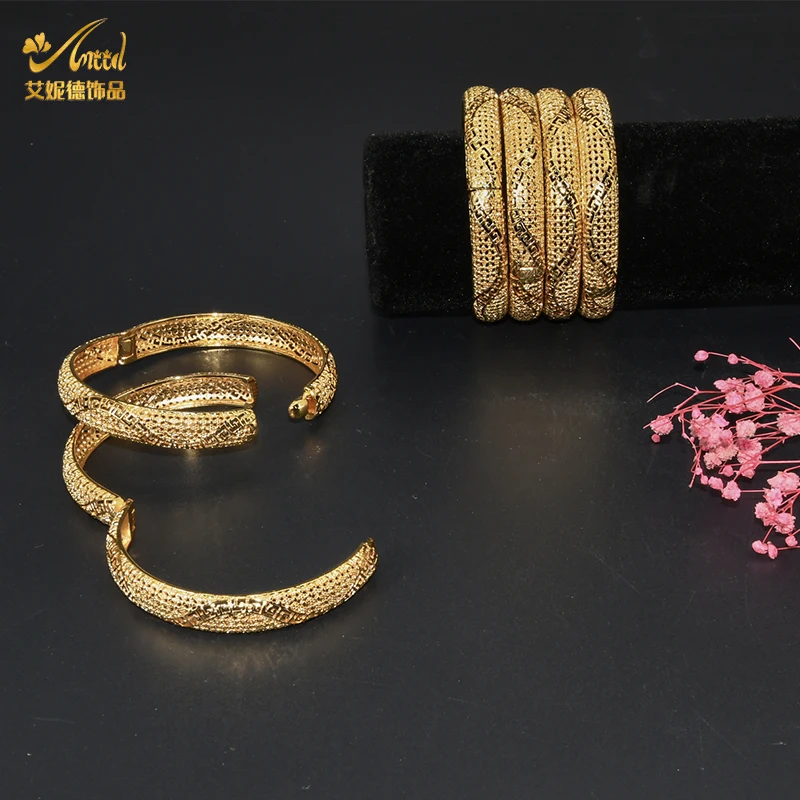 

ANIID Bracelet Set For Women Jewelry 18KGold Plated Bangles Charm Luxury Chunky Cute Femmes Adjustable Minimalist 2021