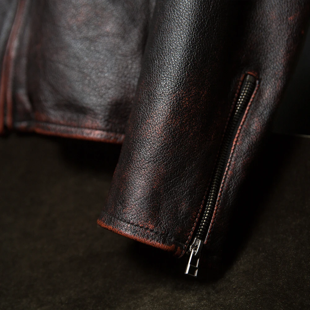 

Vintage Genuine Leather Jacket Men 100% Natural Cowhide Slim Men's Leather Coat Male Leather Clothing Wholesale Drop Shipping