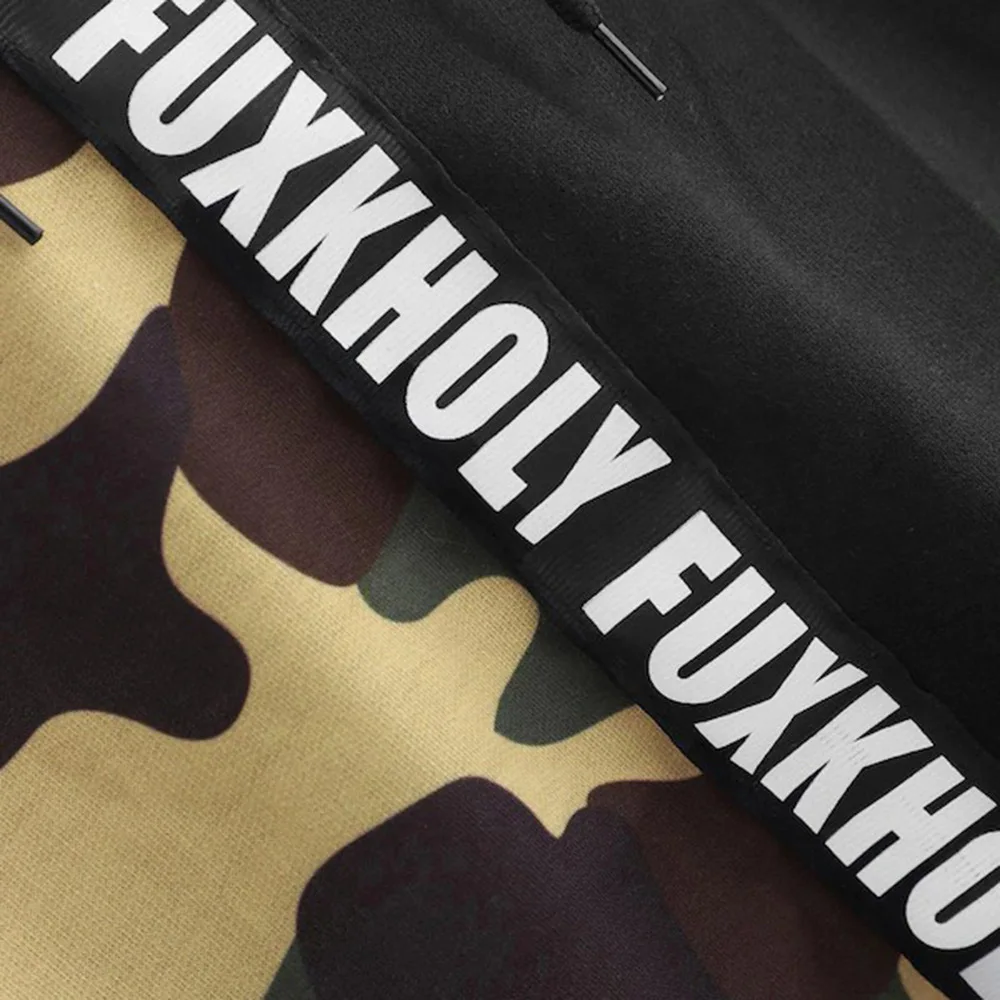 

Women Camouflage Printed Cropped Hoodies Women's Stitching Hooded Sweatshirts Long Sleeve Tracksuit Pullovers