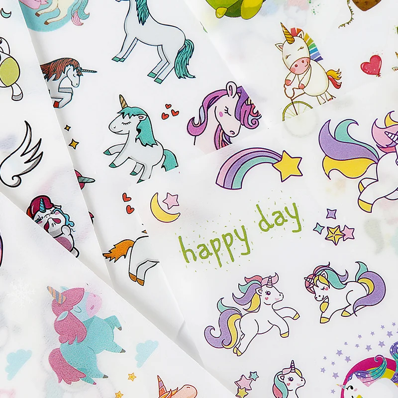 6Pcs/set Cute Unicorn Cartoon Animals Sticker Pvc Stickers Diary Scrapbook Cups Decoration Toy For Girls |