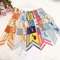 new style horse print scarf fashion small narrow scarf changeable tie bag handle ribbon female headscarf bs04