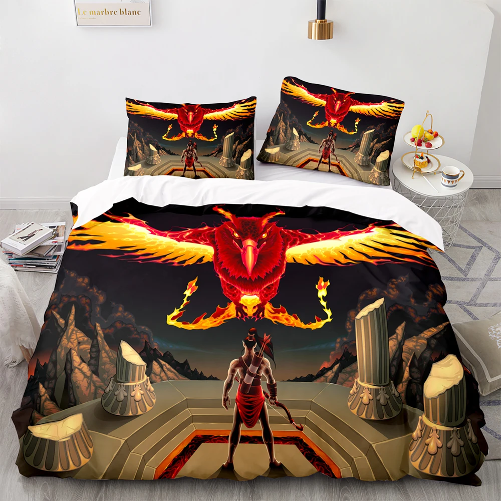 

Cartoons Phoenix And Man Pattern Bedding Set, 240220 Duvet Cover With Pillowcase,180x210 Quilt Cover, King Blanket Cover