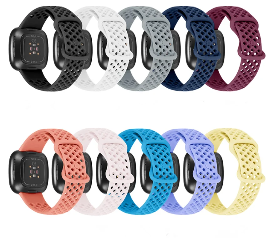 

For Fitbit versa 3 silicone strap sports breathable wristband bracelet band for fitbit sense / versa3 Smart watch accessories