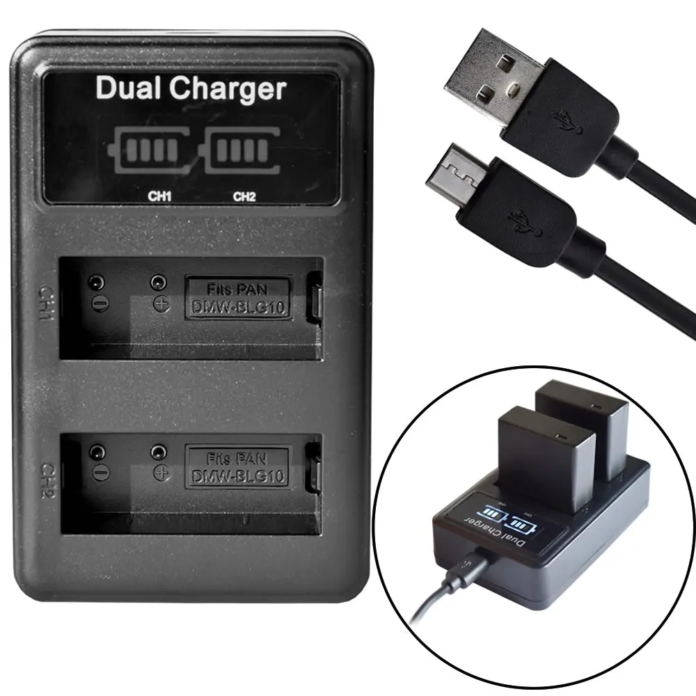 2X батарея + ЖК-зарядное устройство для Panasonic DMW-BLG10E DMC-GX7 GF6 TZ80 TZ81 GX80 GX85 DC-TZ91 DC-TZ202 TZ101 |