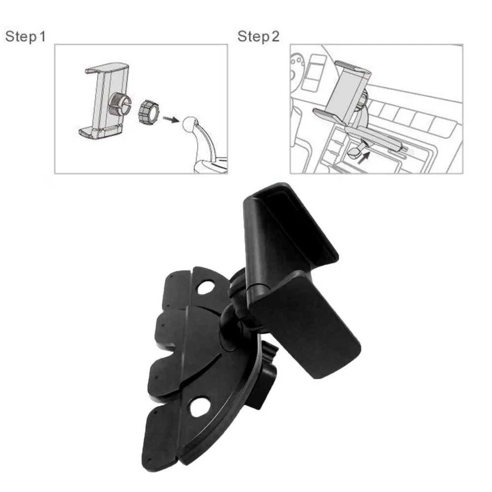 

Newest Universal Car GPS Support Bracket Holder CD Player Slot 360 Degree Adjustable Clip ABS Stand For Vehicle Supplies