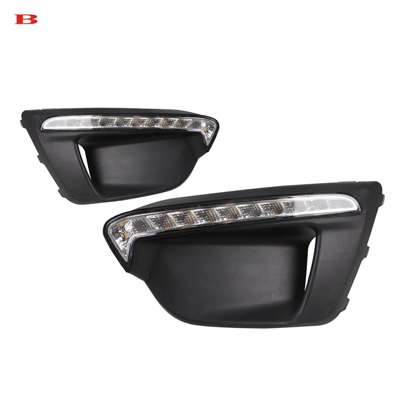 

2pcs For Kia KX Cross or RIO 2017-2018 LED Daytime Driving Running Light DRL Car Fog Lamp 6000K White Turn Yellow Turn Blue