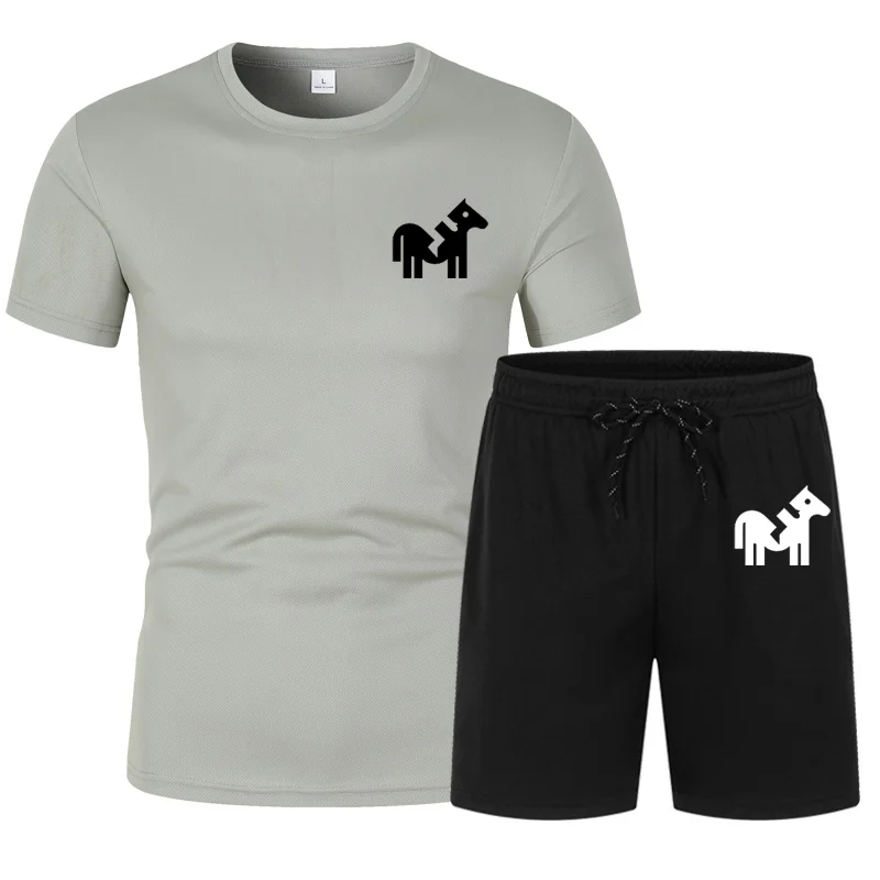 

2021Summer fashion casual brand men's suit sportswear sportswear sportswear men's sports shirt short-sleeved T-shirt 2-piece set