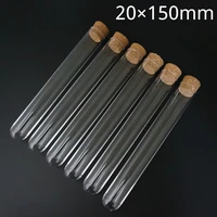 100pcslot 20x150mm plastic test tubes with cork stopper for kind laboratory experiments and tests