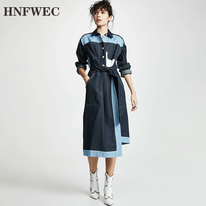 Женское платье асимметричного покроя составного кроя до середины икры с