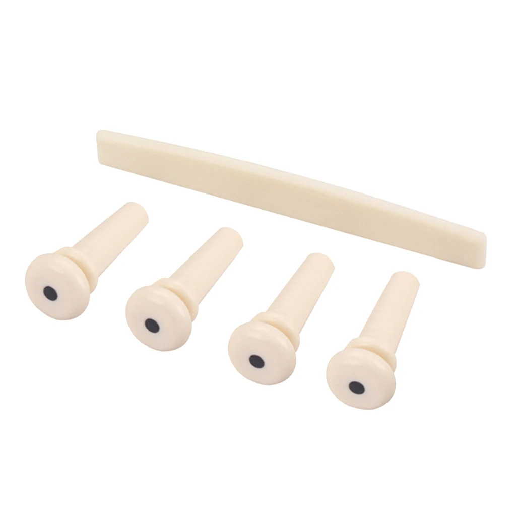 

4 Pieces Cream Acoustic Bass Guitar Bridge Pin + Saddle DIY Instrument Parts