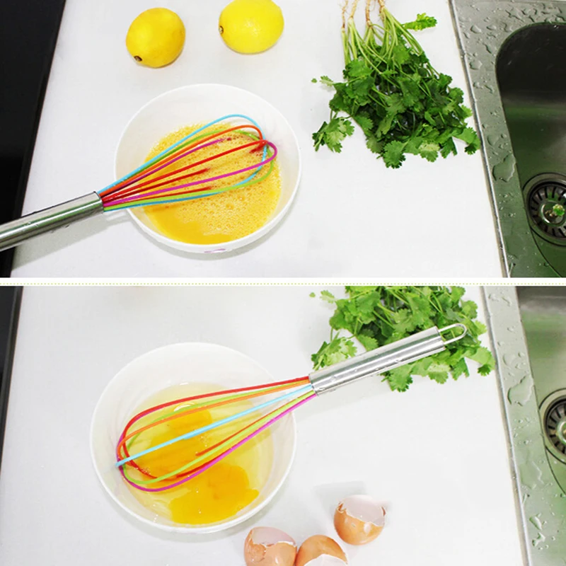 Drink Whisk Mixer Egg Beater Silicone+Stainless Steel Beaters Kitchen Tools Hand Cooking Foamer Wisk Cook Blender | Дом и сад