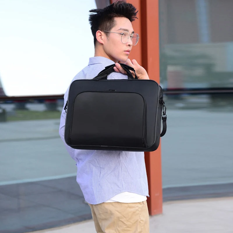 Men 15 17 Inch Laptop Bags Male Business Office Handbags Black Nylon Shoulder Bag Casual Briefcase Document Storage Bag XA223M