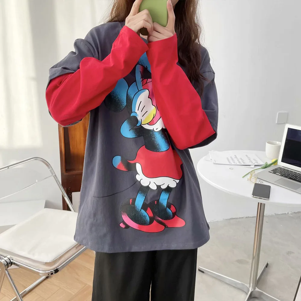 

2021 Spring and autumn cartoon print women all-match long-sleeved crewneck hoodies sweatshirts unisex