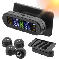solar tpms tire pressure monitoring system temperature warning fuel save with 4 external sensors car tyre pressure monitor