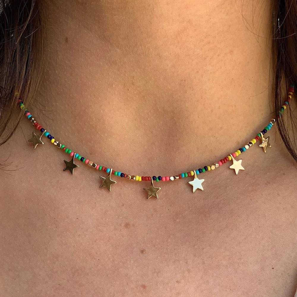 Модные женские богемные яркие Короткие ювелирные изделия ручной работы с