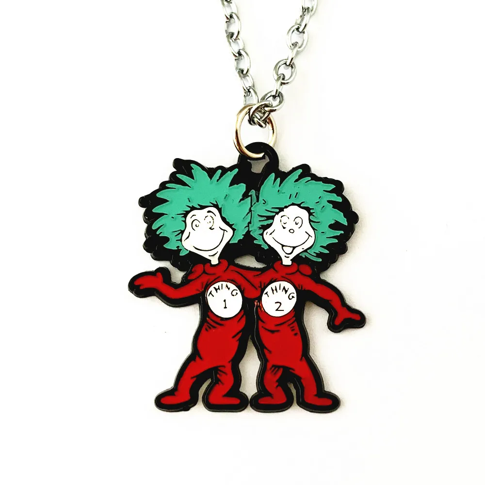 

HBSWUI Dr. Seuss Twin Necklace Quality Anime Cosplay Metal Jewelry Gifts for Woman Girl Child
