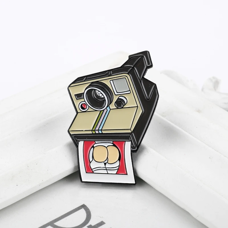 Эмалированная брошь с мультяшной камерой фотография булавка для пальто крышки