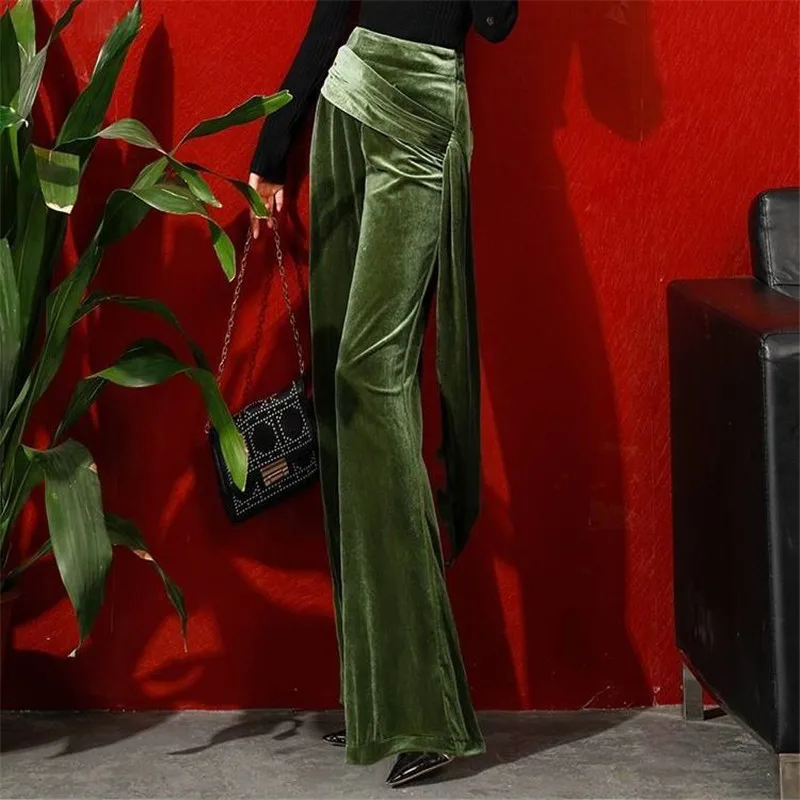 4XL Plus Size Slik Wide Leg Velvet Pants Elastic high Waist Women Streetwear Letter Joggers Sweatpants Long Trousers autumn | Женская