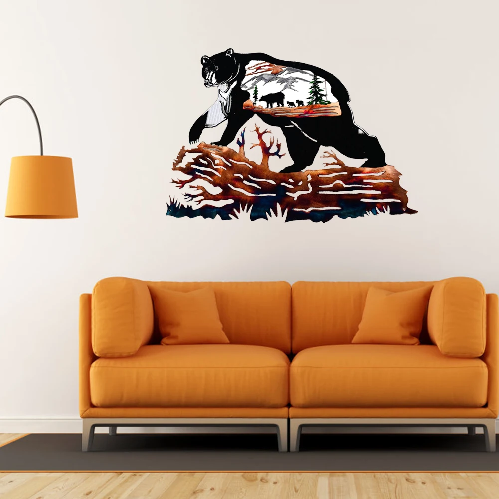 

Polar Bear Pendant Carved Wall Hanging Art Craft Wrought Iron Vintage Ornament Decoration Home Accessory Supplies