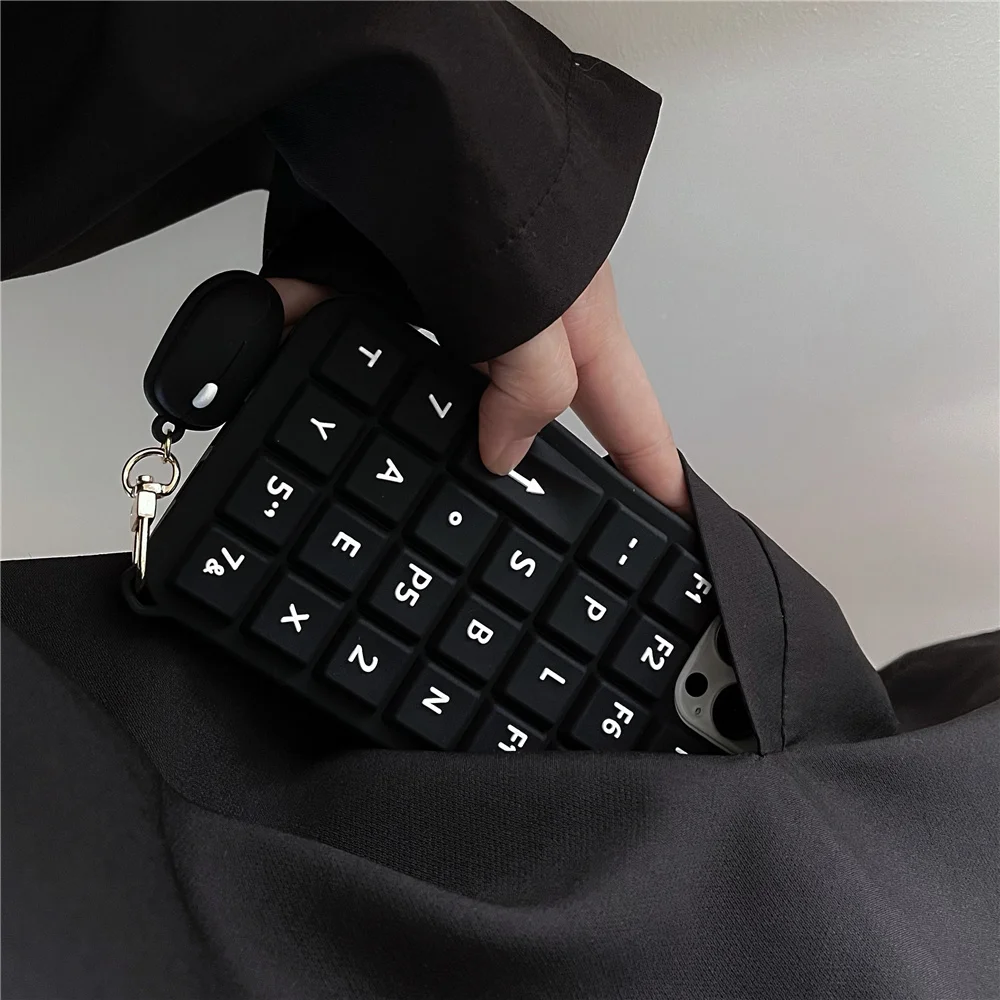 INS trend 3D Letters keyboard mouse Soft Phone case for iPhone 13 Pro Max 12 Pro 11 7 8 Plus X XR XS SE2 Luminous Silicone Cover