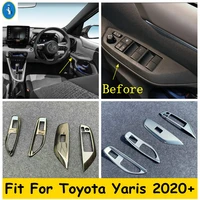 car window lift switch button panel decoration cover trim black silver stainless steel accessories for toyota yaris 2020 2021
