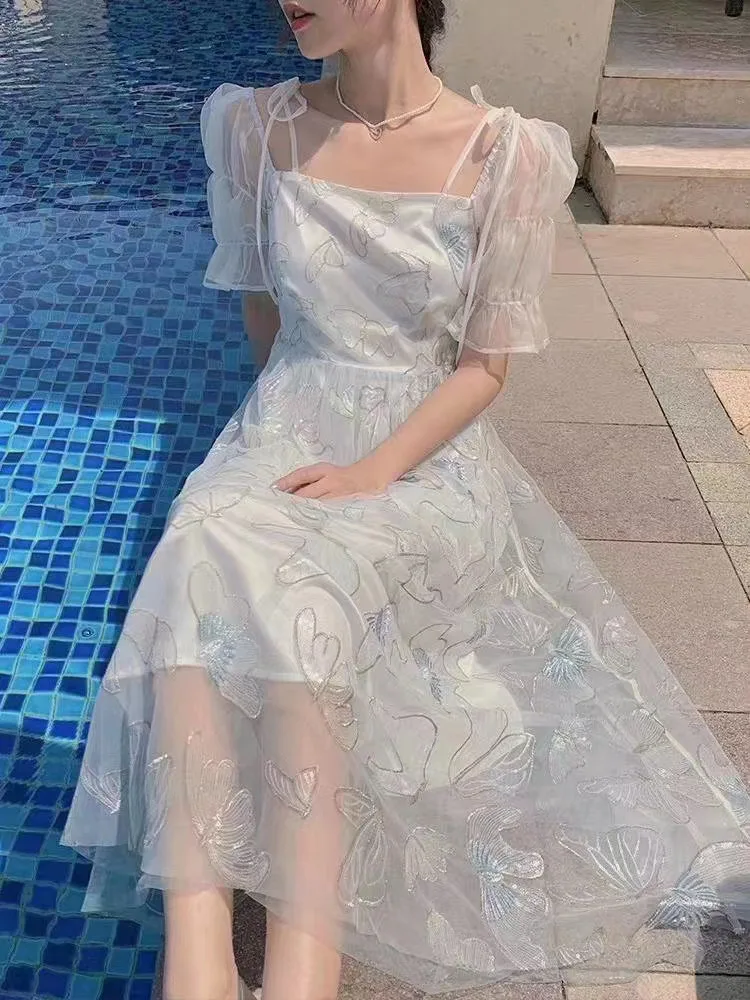 

5 ярдов/сумка с вышивкой, блестки, Волшебная бабочка, европейский и американский стиль, модная ткань для женского платья, дизайн LF52 #