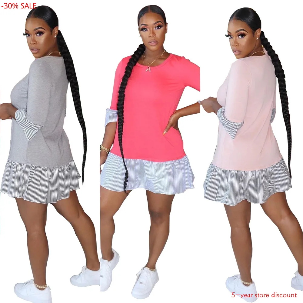 Женское платье с О-образным вырезом мини-платье в стиле пэчворк модель 2020 |