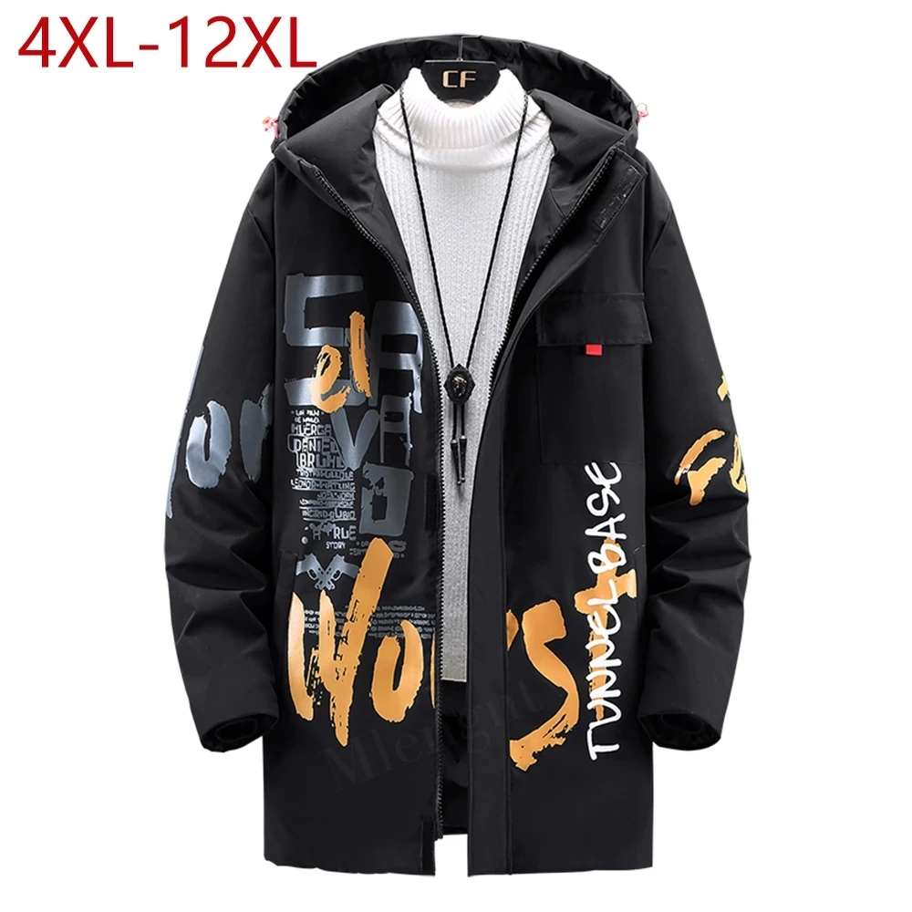 Winter Large Size 12XL Cotton-Padded Jacket Hip Hop Punk Streetwear Hooded Fashion Coat Warm Thick Autumn Outwear Men Clothing