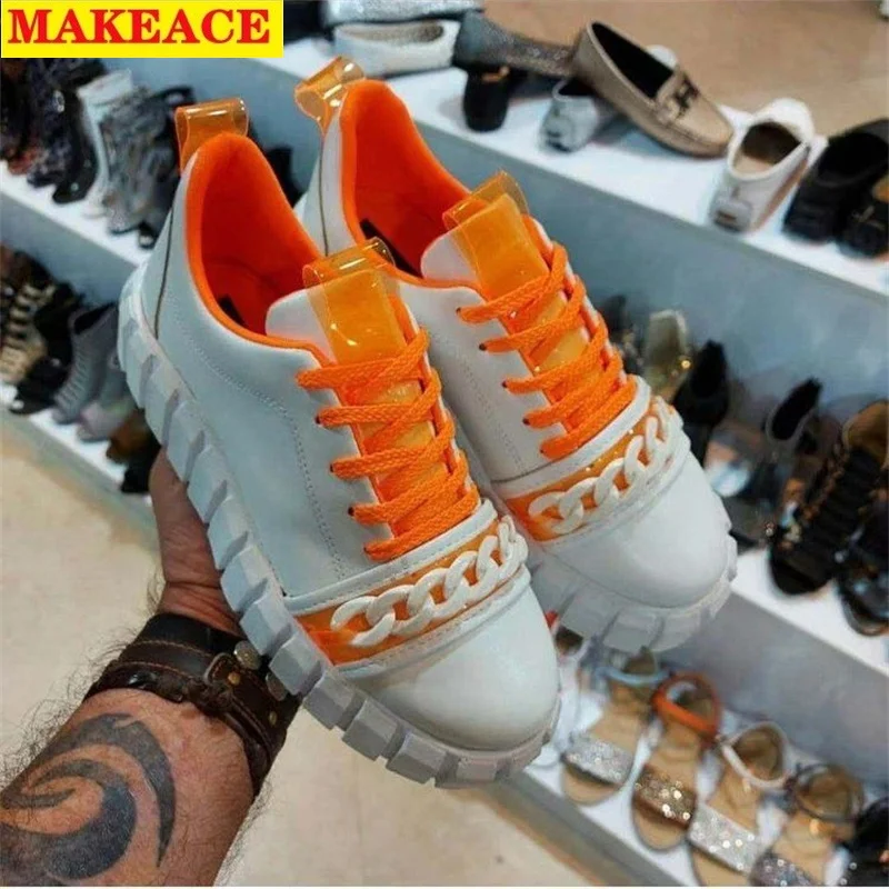 

Fashionable Sports Shoes Women's Shoes 2021 New Thick Soles Color Lacing Outdoor Recreational Flat Shoes Fitness Skateboard Shoe