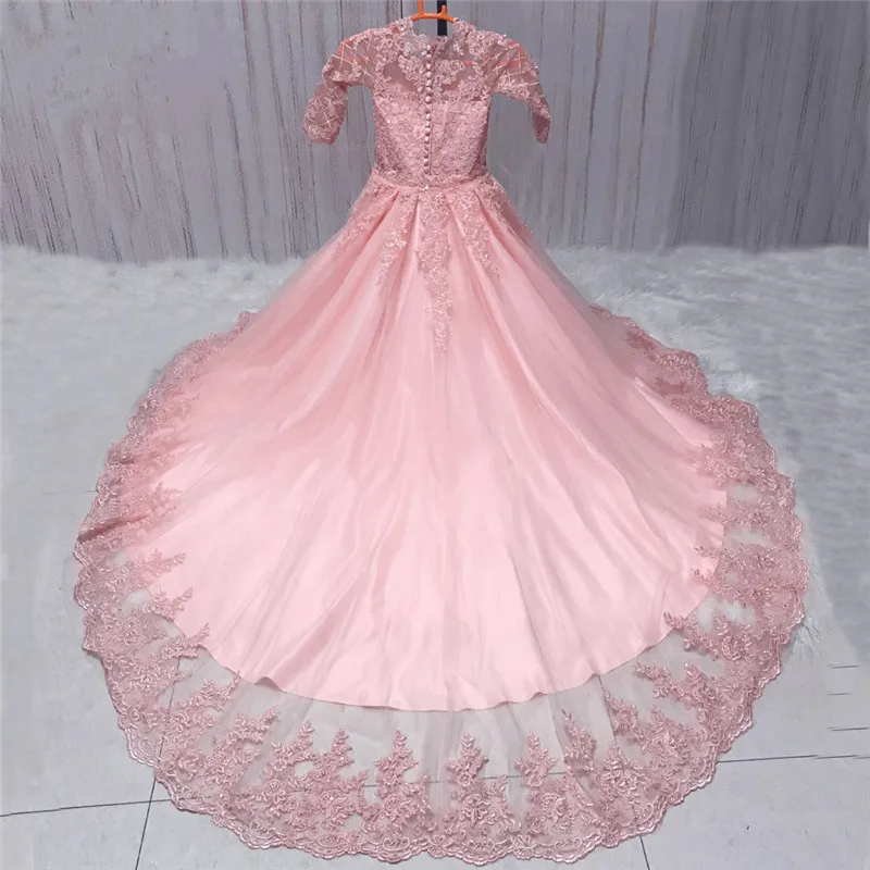 Новое поступление платья для девочек с цветами на свадьбу Кружевная аппликация