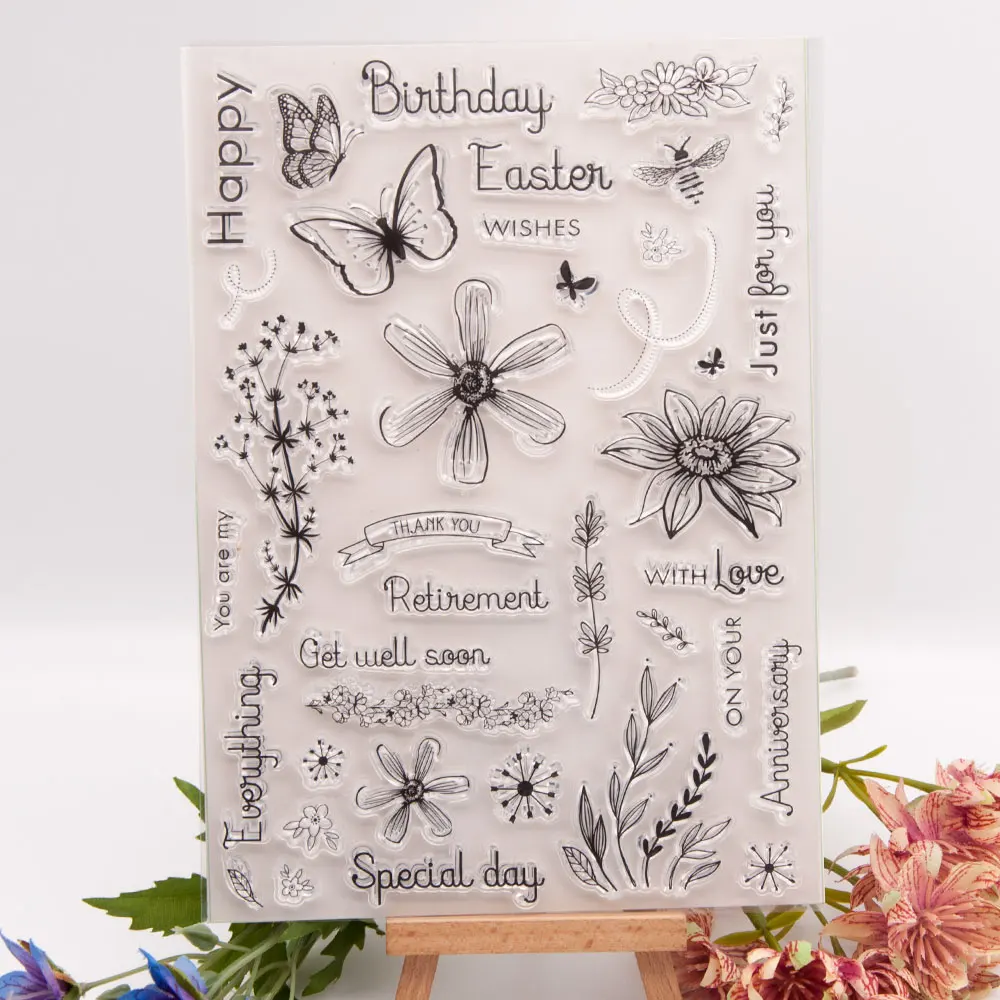 

Spring Butterfly Clear Stamps Transparent Stamp for DIY Scrapbooking Card Handmade Making Album Photo Crafts Template Decoration