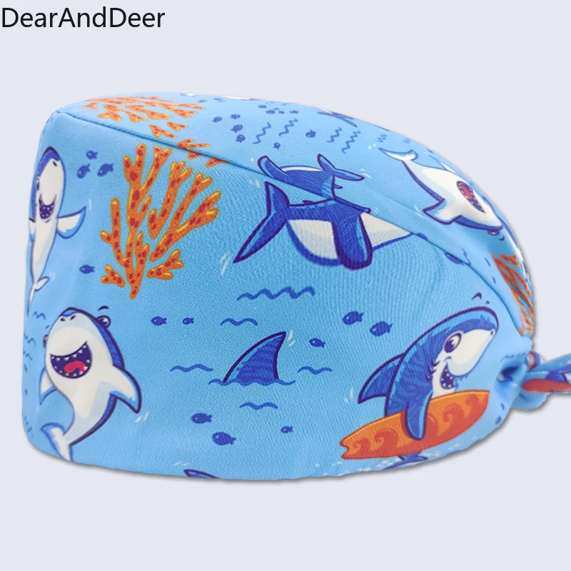 

Animal printed Pet medical Scrub pharmacist clinic hat Dentist lab cap Surgical working caps nursing hats medical scrubs hat