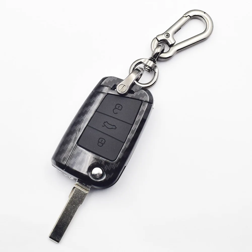 Карбоновый чехол для ключей автомобиля VW Volkswagen MK7/GTI 7/Golf 7/Golf R Skoda Octavia A7 сиденье 3 кнопки складной чехол дистанционного брелока брелок