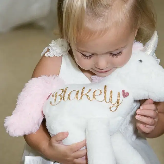 Персонализированная плюшевая игрушка единорог для маленьких девочек набивное