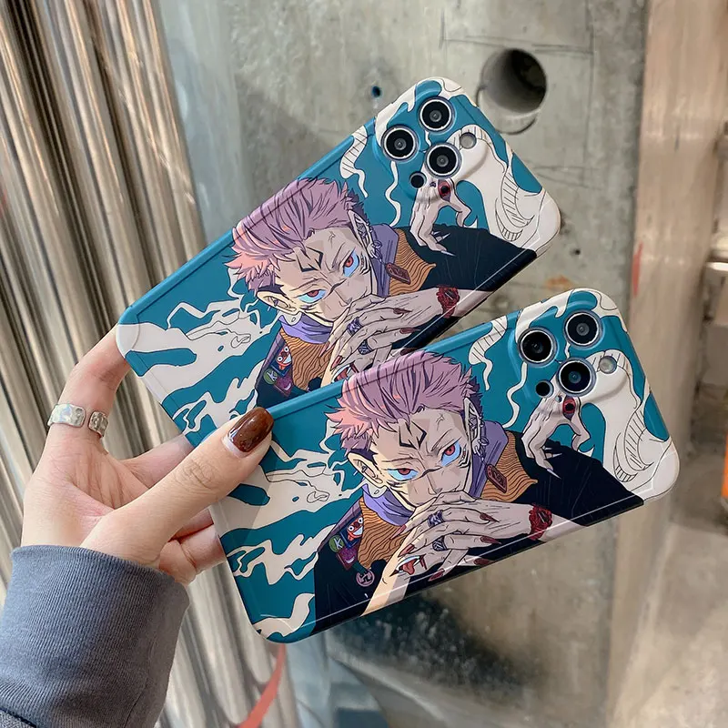 

Cartoon Anime Jujutsu Kaisen Yuji Itadori Fushiguro Megumi Phone Case For Iphone 12 11 Pro X Xs Max XR 7 8 Plus Cute Soft Cover