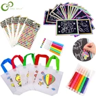Набор цветных радужных карточек с рисунком в виде радуги, обучающая игрушка для детей сделай сам, сумка для граффити WYW