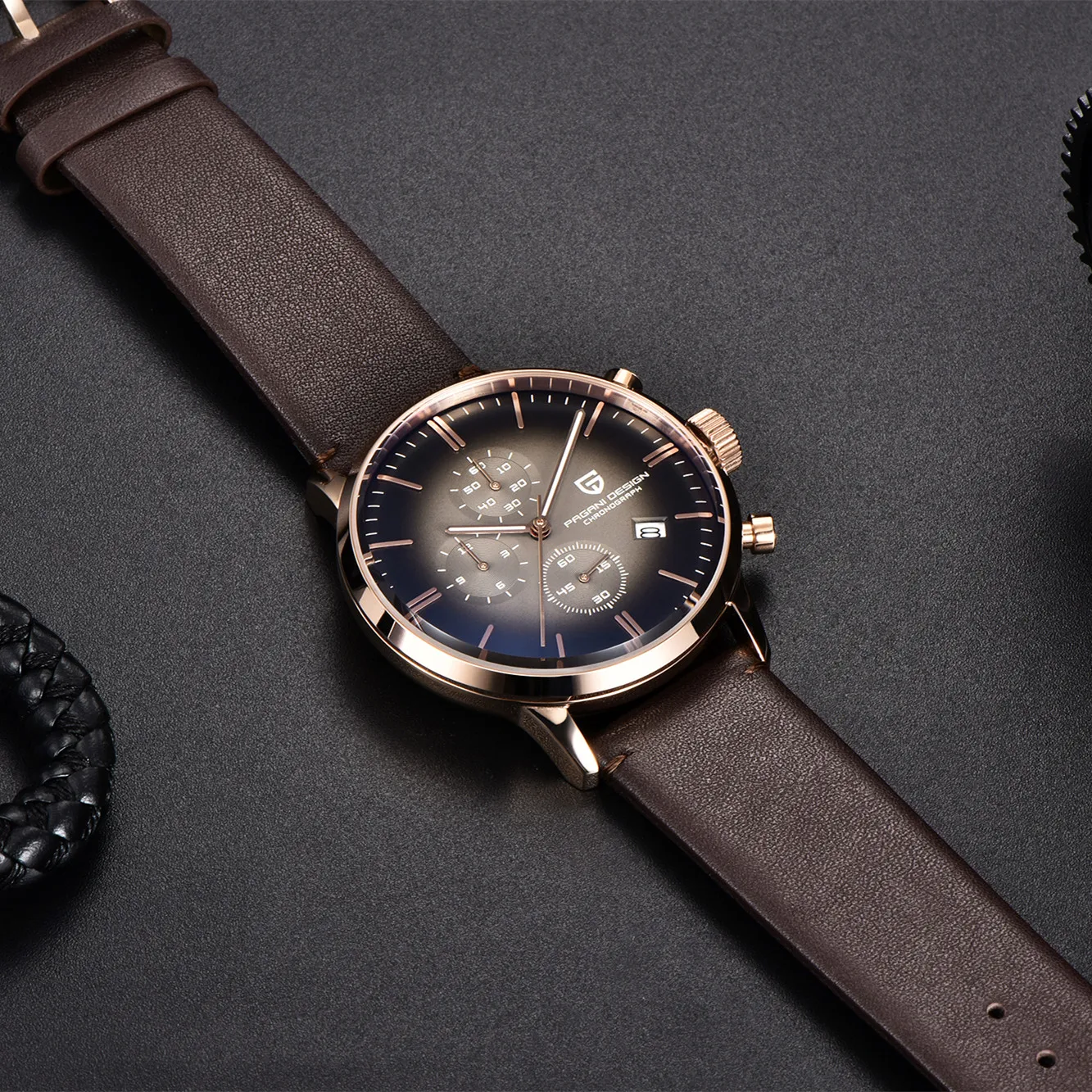 

PAGANI DESIGN Business watch for men montre homme genuine leather Japanese VK67 movement Men Quartz wristwatches Reloj Hombre