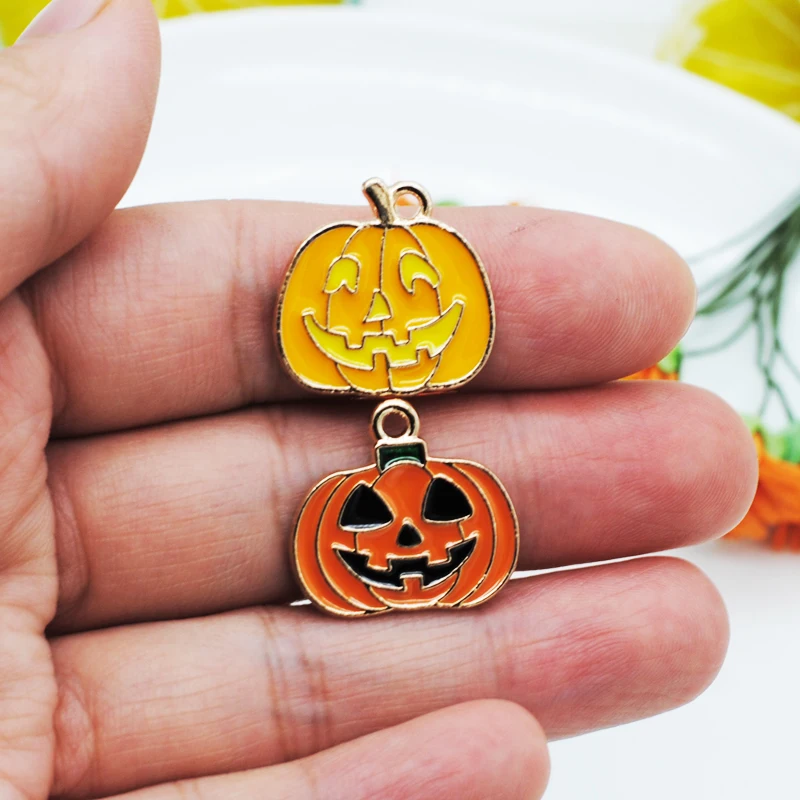 20 шт./лот эмалированные Подвески в виде тыквы на Хэллоуин золотой цвет кулон