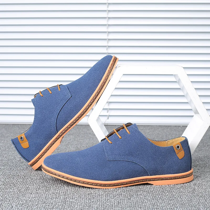

2021 Spring Suede Leather Men Shoes Oxford Casual Shoes Classic Sneakers Comfortable Footwear Dress Shoes Large Size 38-48 Flats