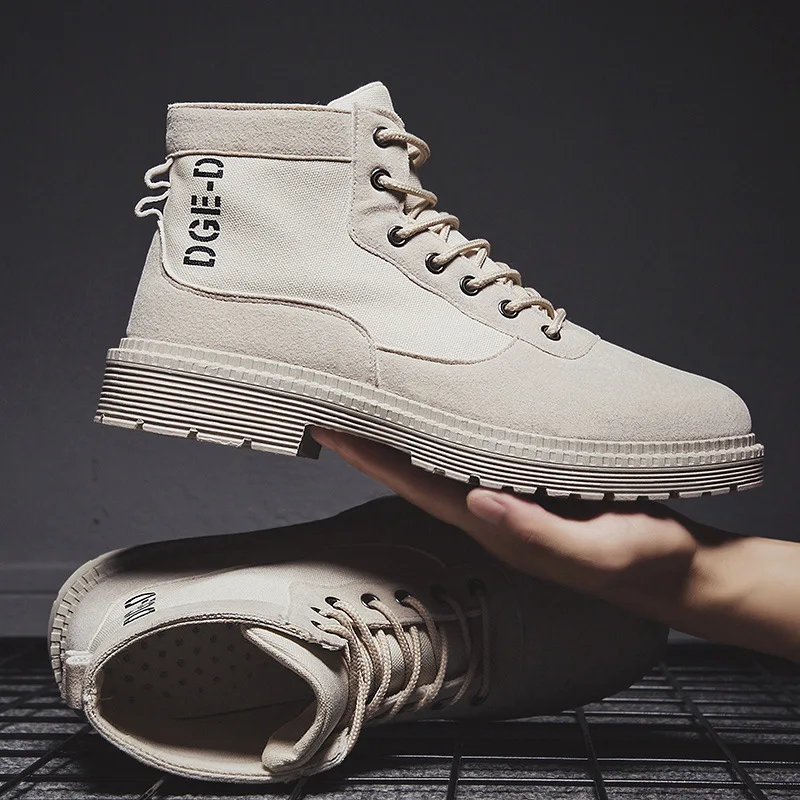 Мужские ботинки из искусственной кожи зимние рабочие в стиле милитари Botas B1365