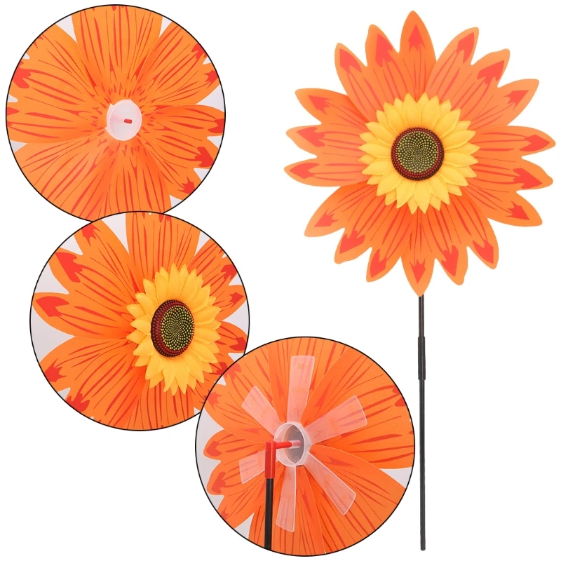 

Large Double Layer Sunflower Windmill Wind Spinner Kids Toys Yard Garden Decor