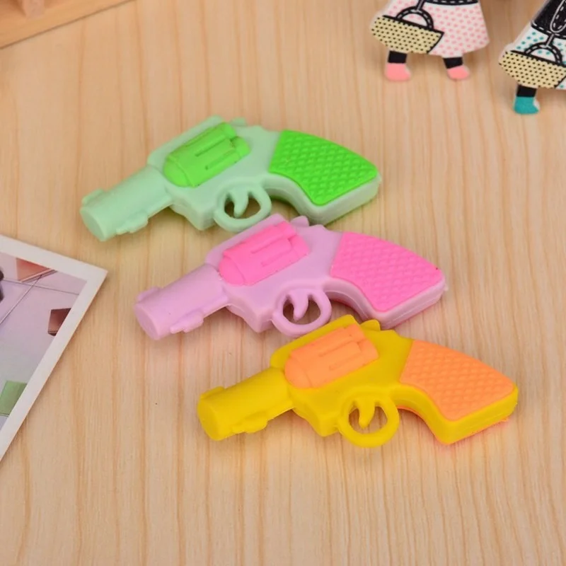 

Creative Cartoon Three-color Pistol Eraser Children's School Supplies Wholesale Primary School Gift Set Kawaii Office Supplies