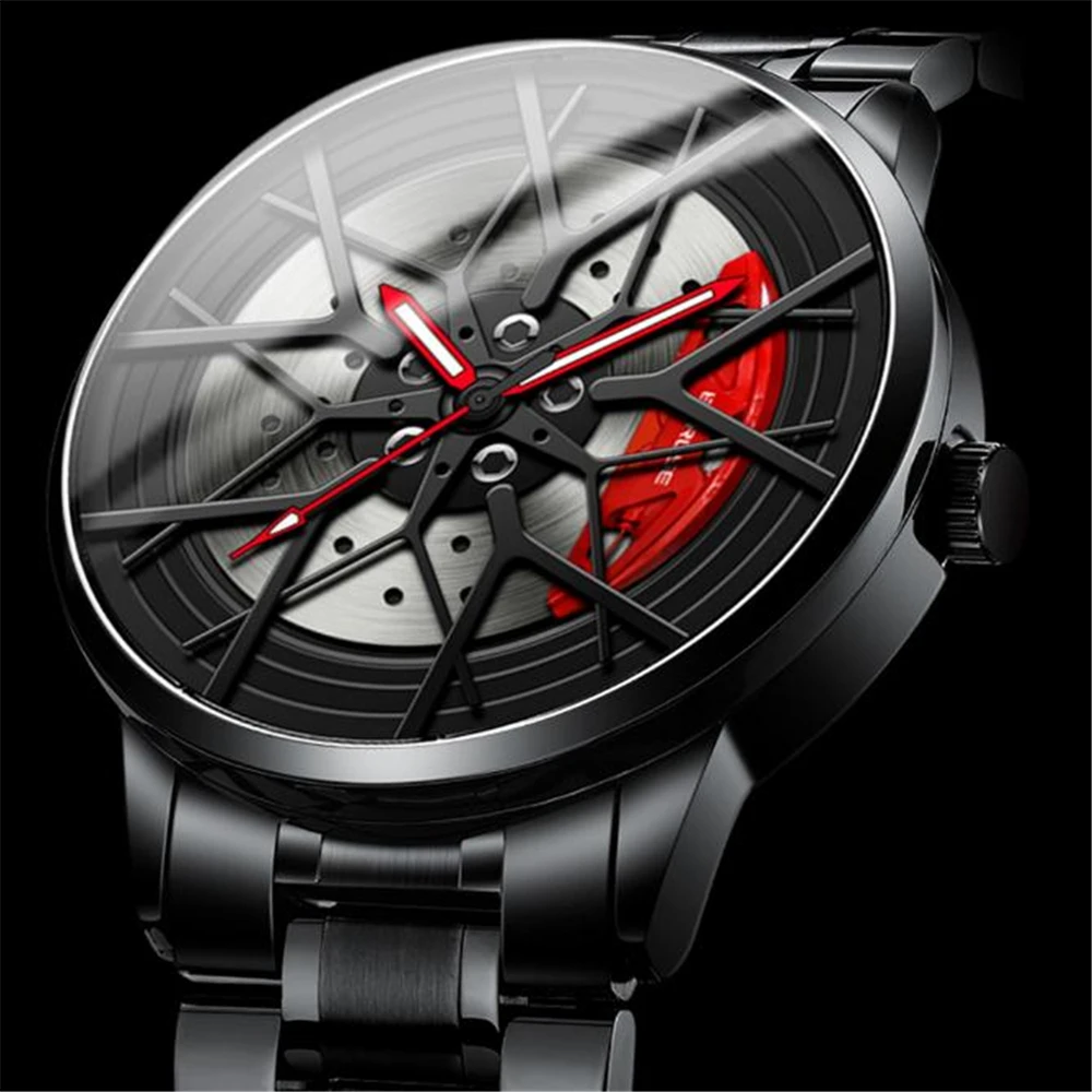 

Часы наручные мужские кварцевые в корпусе колеса, из нержавеющей стали