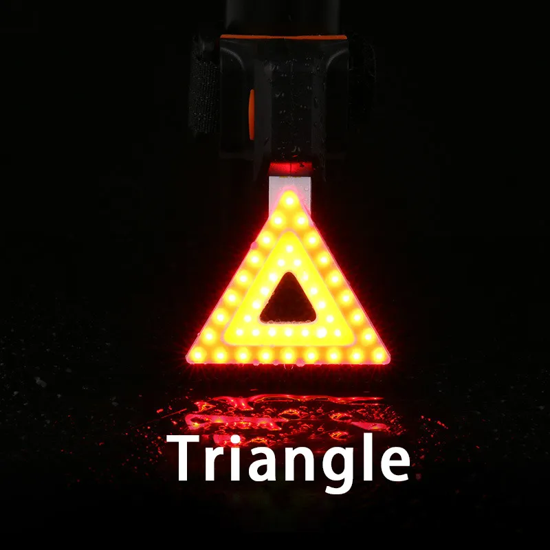 Triangle Колесо велосипеда светильник Водонепроницаемый Велоспорт Шлем хвост светильник Фонари задний светильник для велосипеда USB Перезаряжаемые безопасности ночной езды - Цвет: Triangle