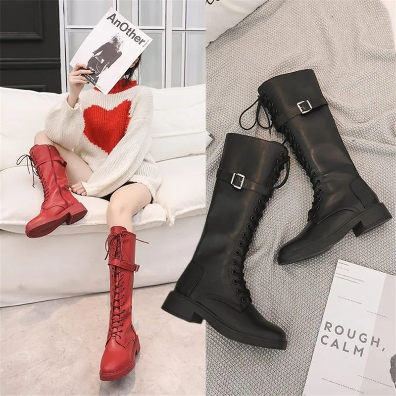 Женские ботфорты на молнии и с юбкой осенние зимние сапоги до колена новинка 2019 |